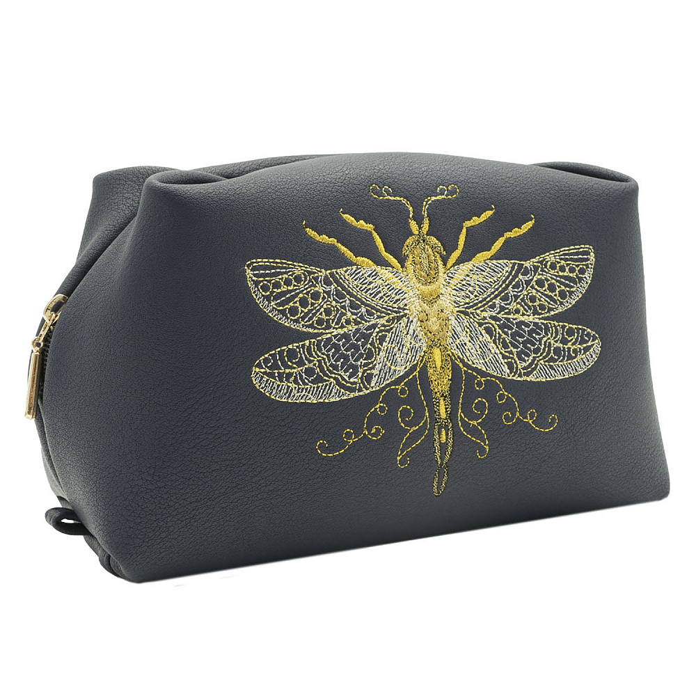 Косметичка «Стрекоза». Синяя с вышивкой - интернет магазин Русь Велика я 