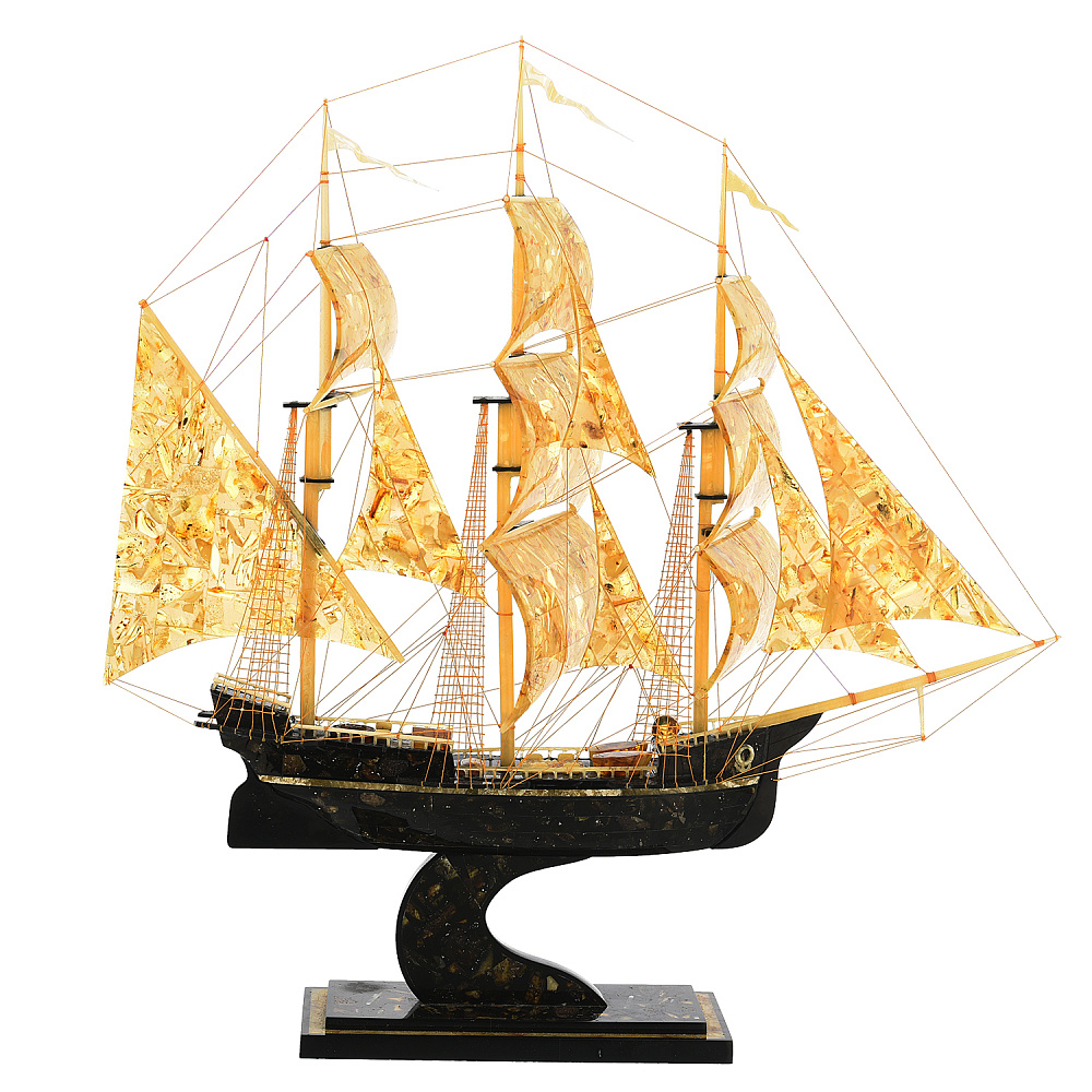 Скульптура из янтаря «Корабль-парусник» - интернет магазин Русь Велика я 