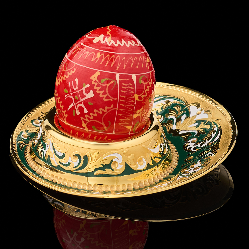 Подставка под яйцо с позолотой и эмалью. Златоуст - интернет магазин Русь Велика я фото 2