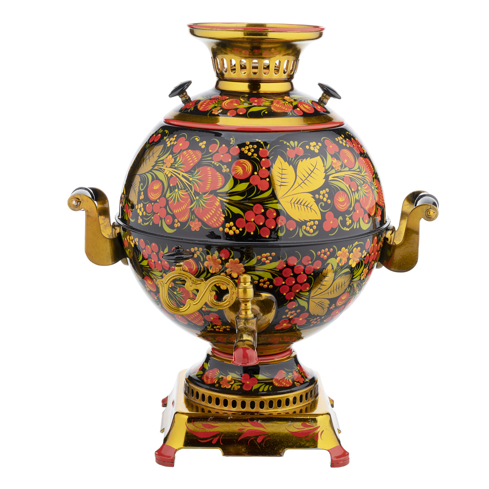 Самовар электрический 5 л с сервизом на 6 персон «Клубника». Хохлома - интернет магазин Русь Велика я фото 2