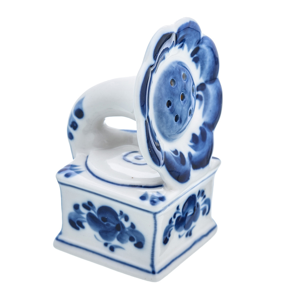 Солонка «Граммофон». Гжель - интернет магазин Русь Велика я 