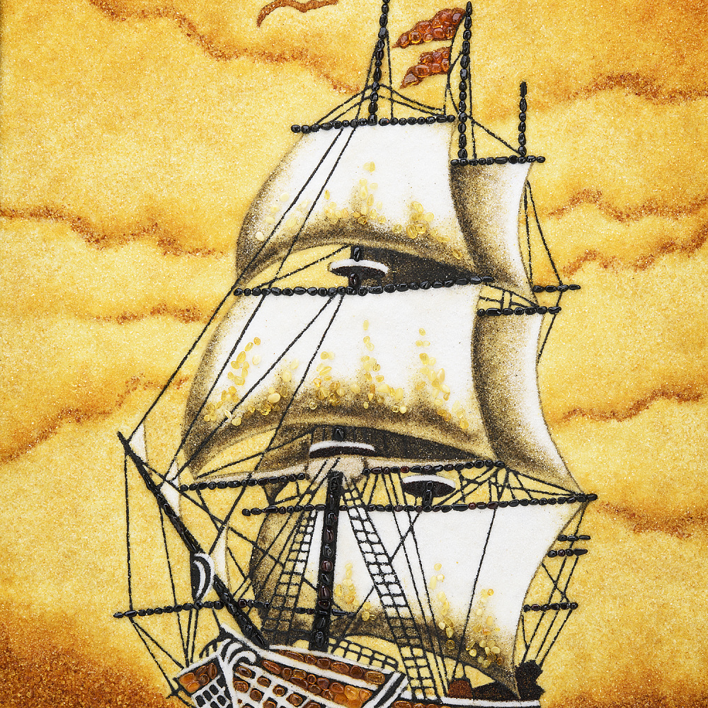 Картина янтарная «Парусник» 60х40 см - интернет магазин Русь Велика я фото 1