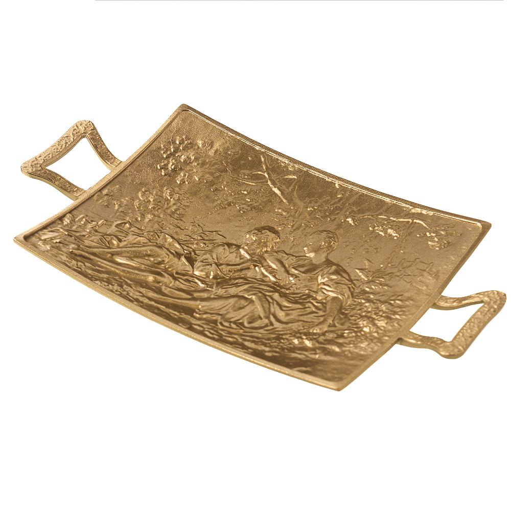 Поднос латунный «Влюбленные» 27х15 см - интернет магазин Русь Велика я фото 2