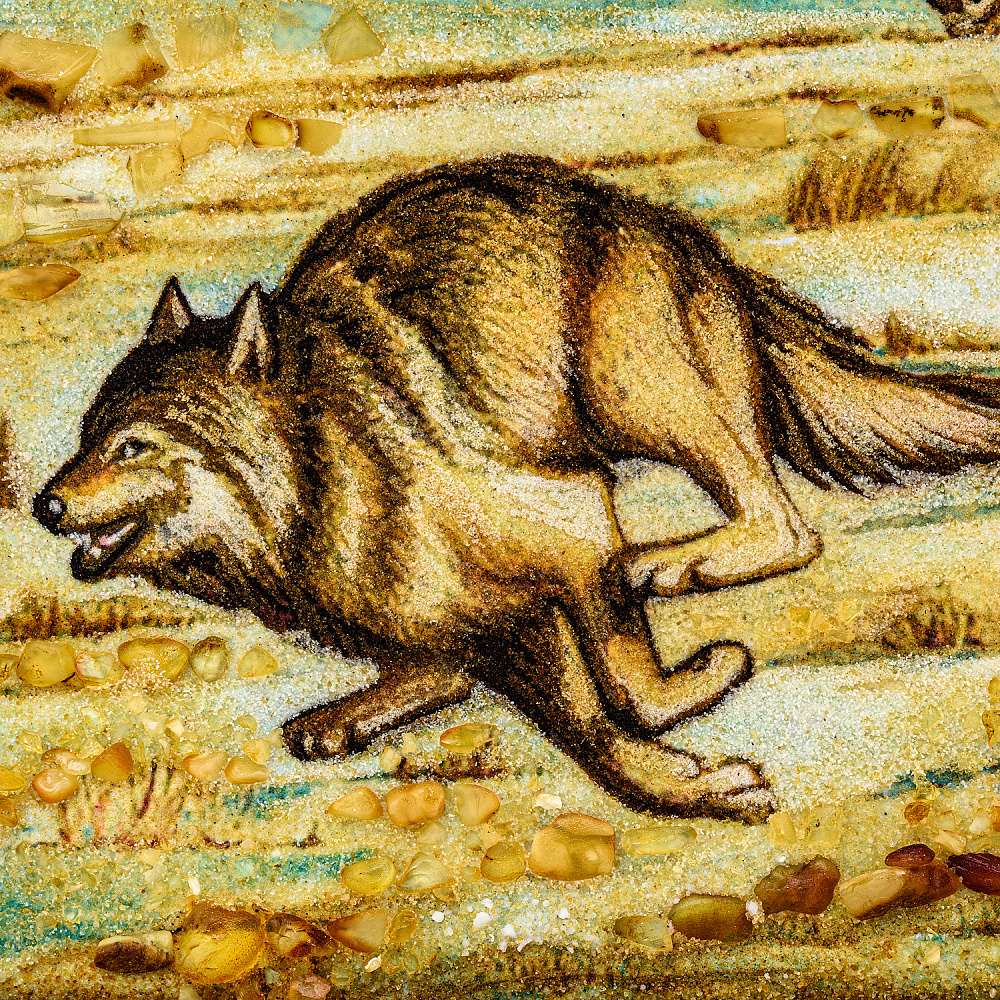 Картина  янтарная «Погоня» 30х40 см - интернет магазин Русь Велика я фото 3