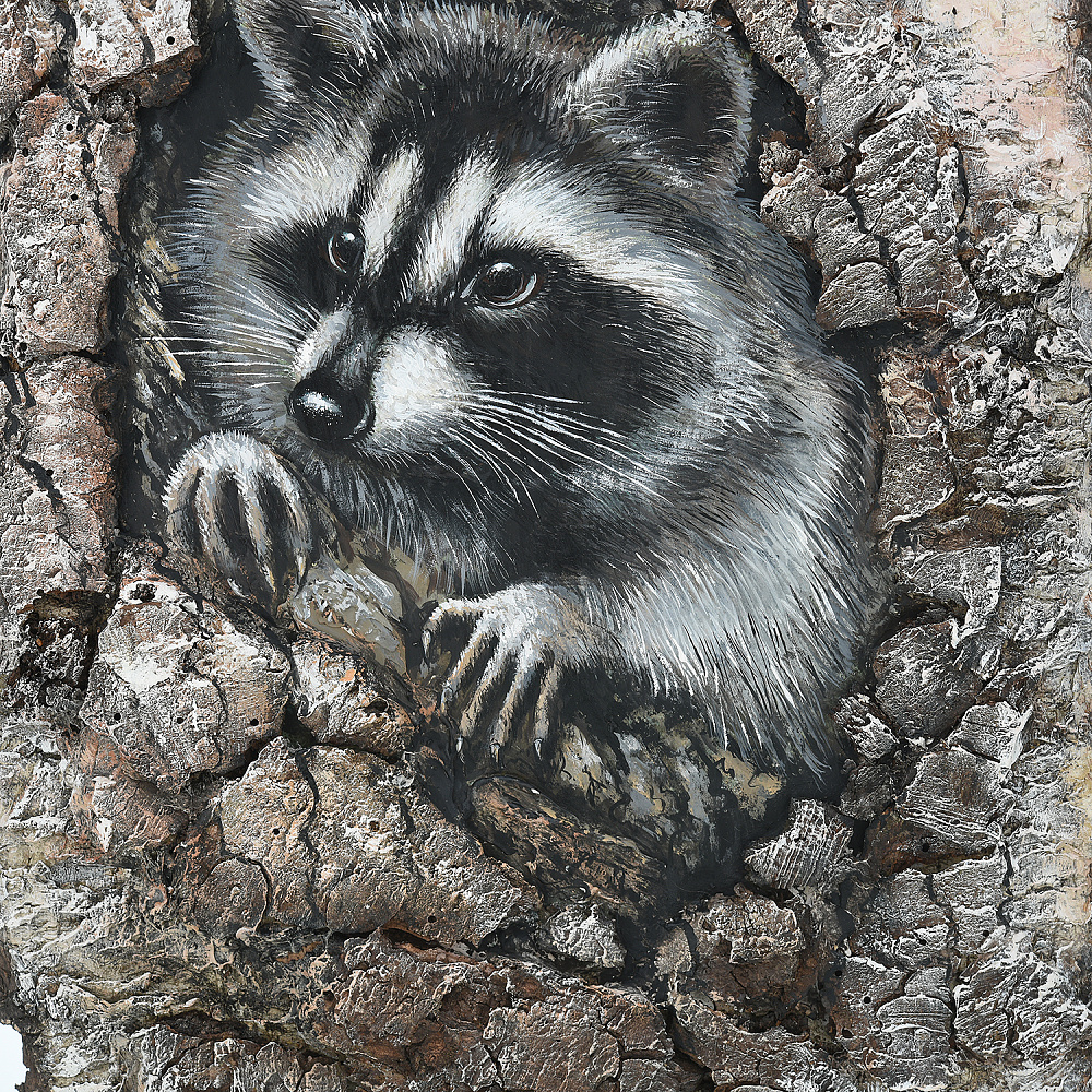 Панно из бересты «Енот» 32х46 см - интернет магазин Русь Велика я фото 1