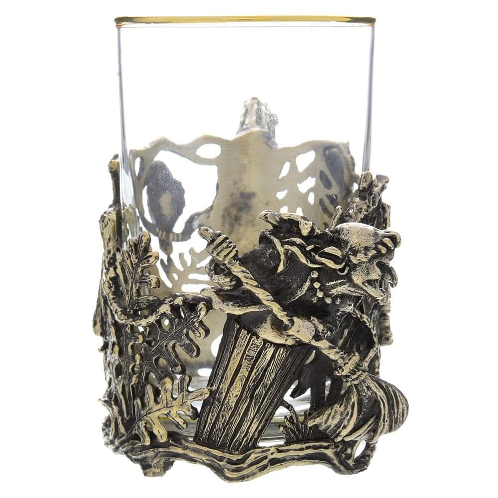 Подстаканник латунный «Баба Яга» - интернет магазин Русь Велика я 