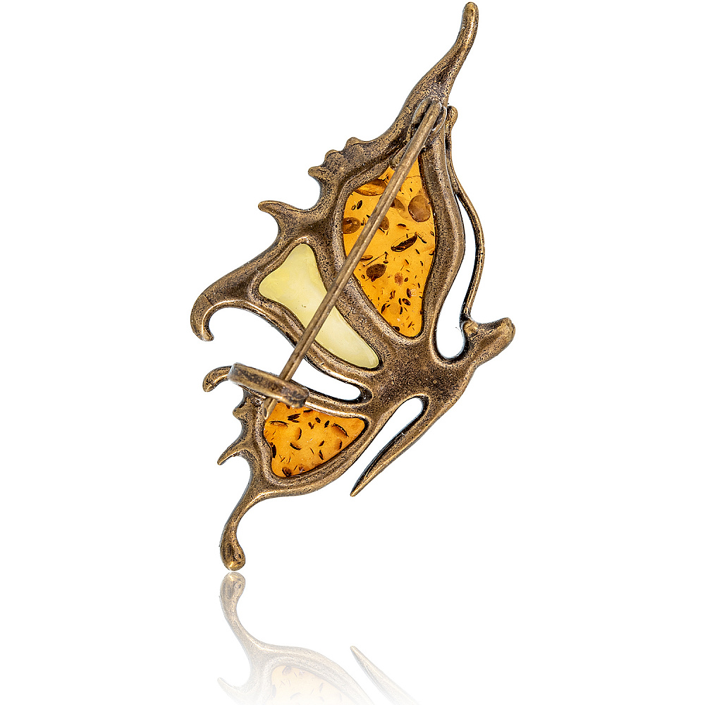Брошь с янтарной вставкой «Бабочка» - интернет магазин Русь Велика я фото 1