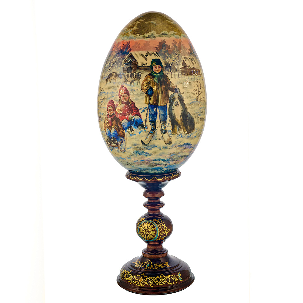 Пасхальное яйцо на подставке «Русская зима» - интернет магазин Русь Велика я 