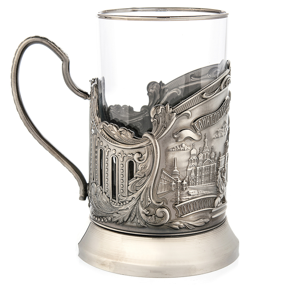 Подстаканник никелированный «Санкт-Петербург. Коллаж» - интернет магазин Русь Велика я фото 2