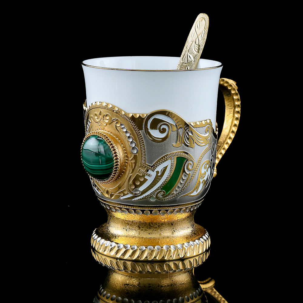 Самовар электрический 3 л с позолотой «Малахит». Златоуст - интернет магазин Русь Велика я фото 10