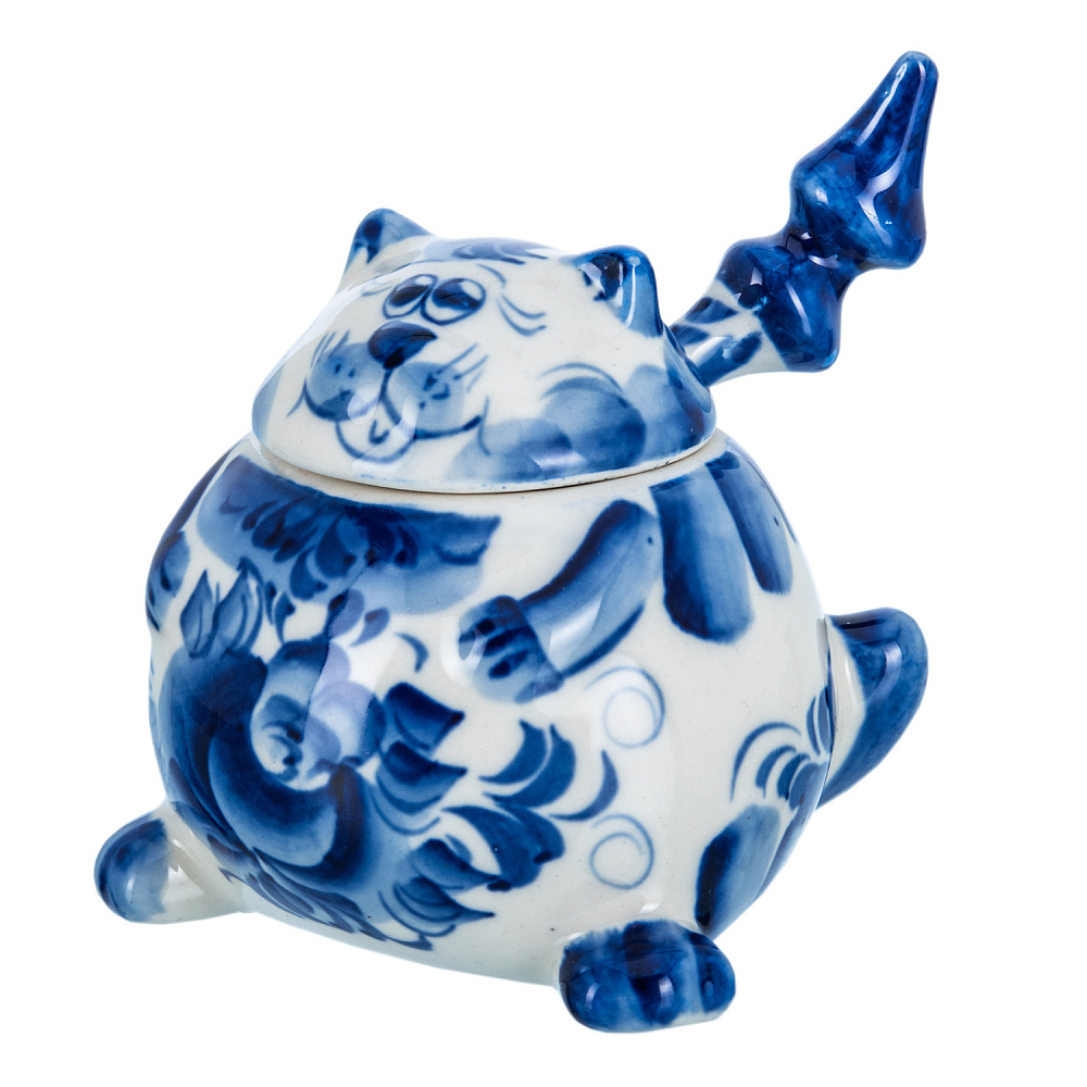 Солонка «Кот». Гжель - интернет магазин Русь Велика я фото 1