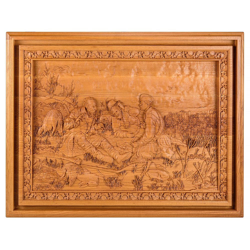 Русское лото в резной шкатулке из ясеня «Охотники на привале» - интернет магазин Русь Велика я фото 3