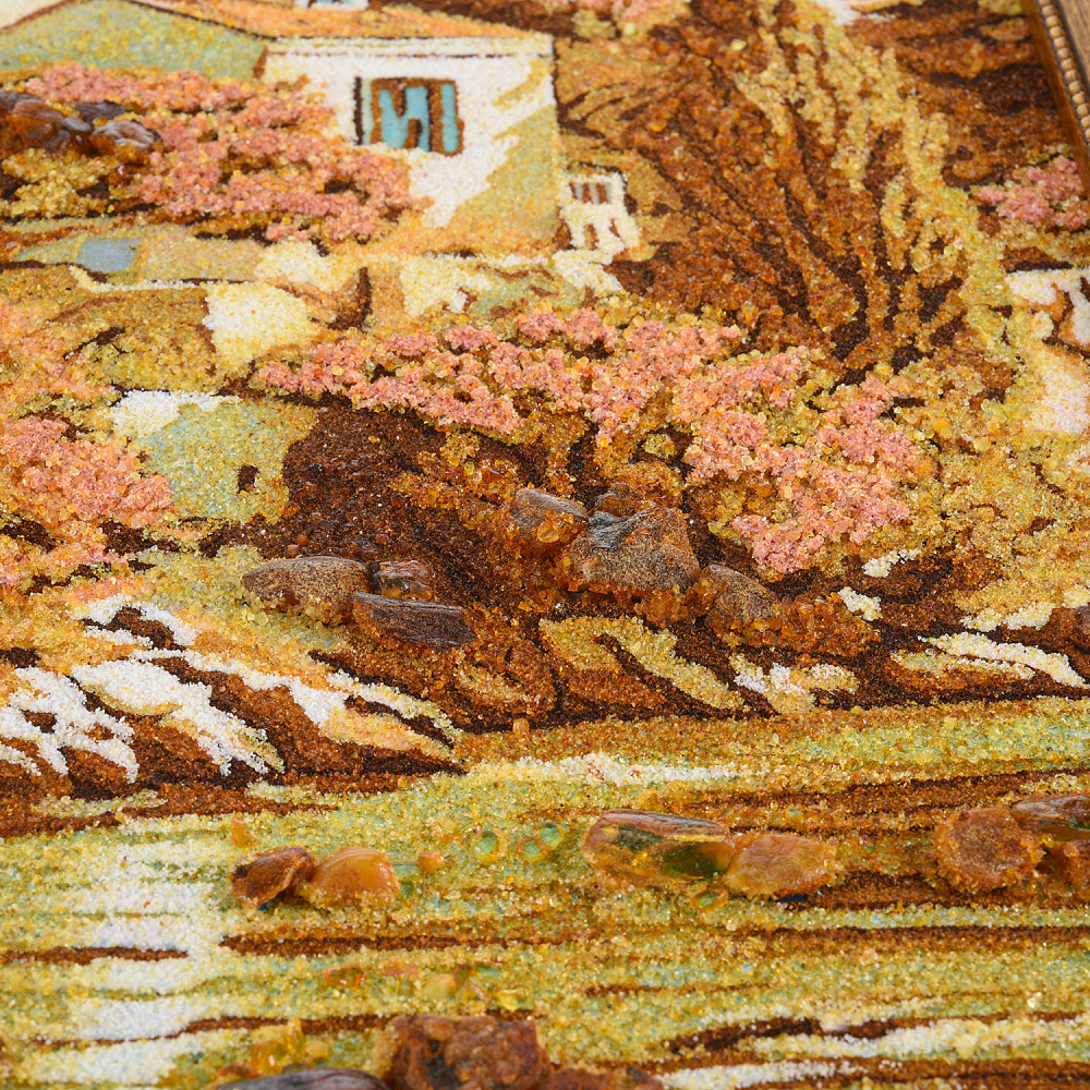 Картина янтарная «Дом у реки» 60х40 см - интернет магазин Русь Велика я фото 3