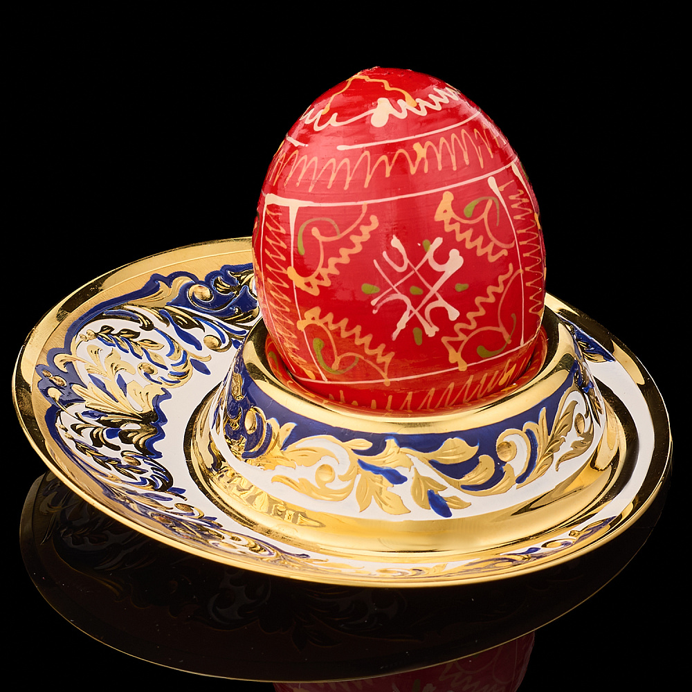 Подставка под яйцо с позолотой и эмалью. Златоуст - интернет магазин Русь Велика я фото 2