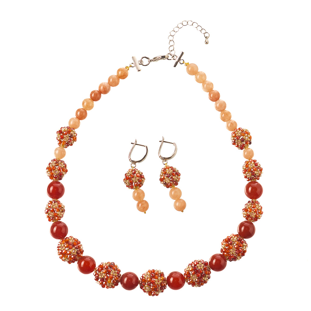 Колье и серьги из бисера и натурального камня «Шарм» - интернет магазин Русь Велика я 