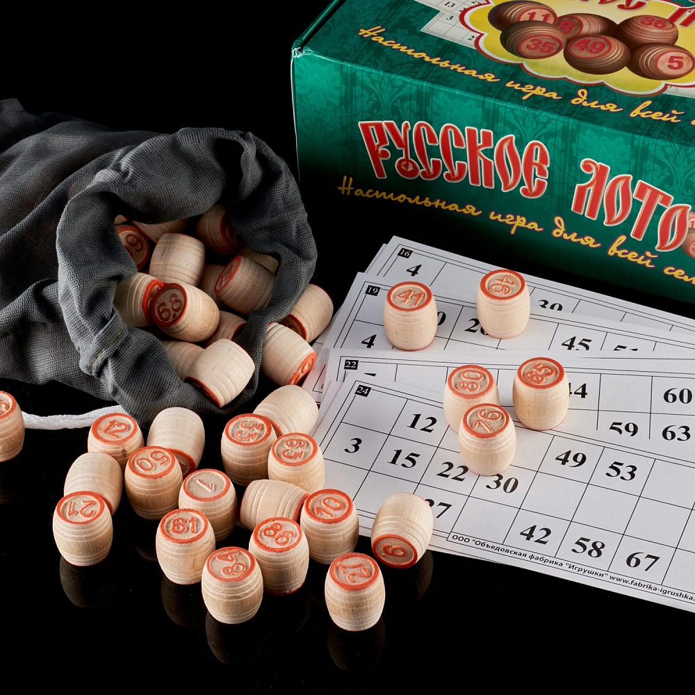 Настольная игра «Русское лото» в картонной упаковке с деревянными бочонками - интернет магазин Русь Велика я фото 1