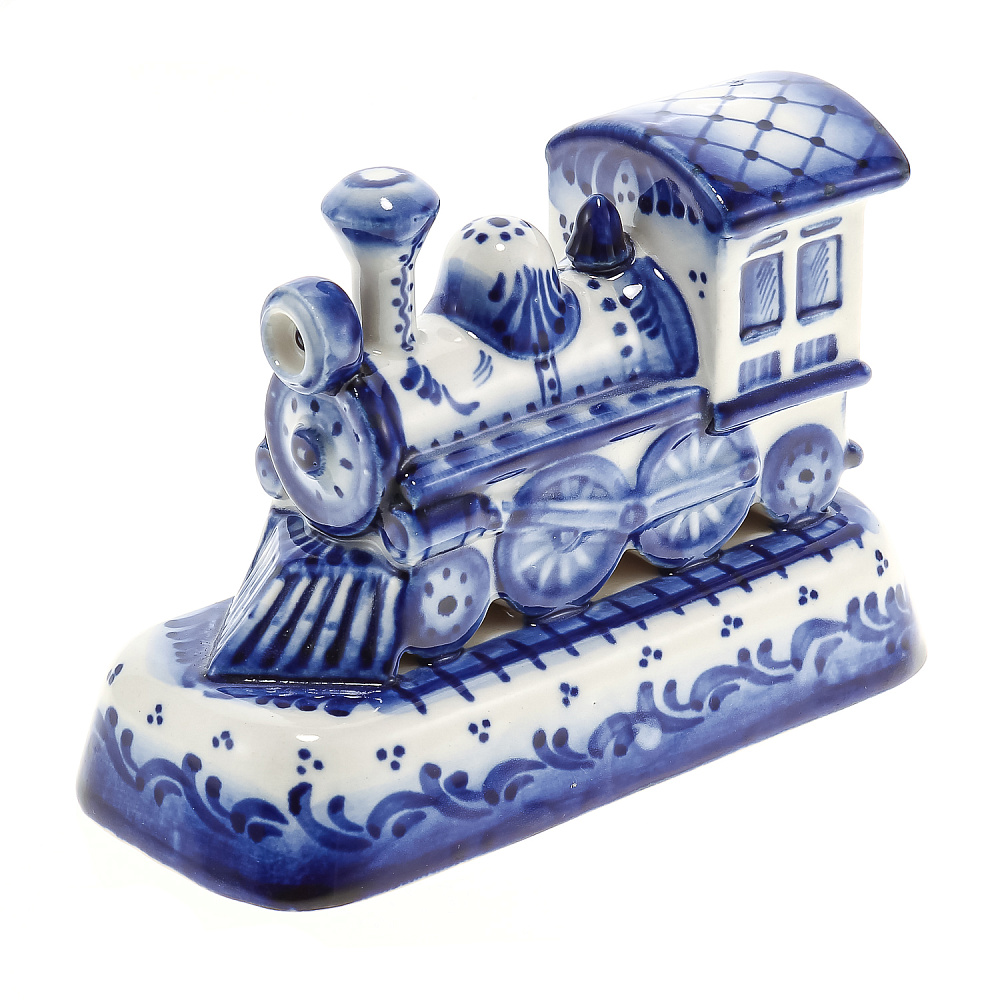 Скульптура «Паровоз». Гжель - интернет магазин Русь Велика я фото 1