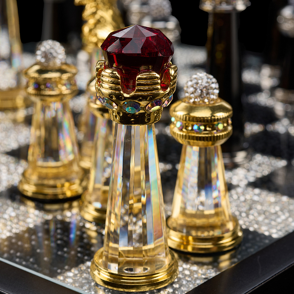 Шахматы со стразами и хрустальными фигурами 29х29 см Asfour Crystal - интернет магазин Русь Велика я фото 9
