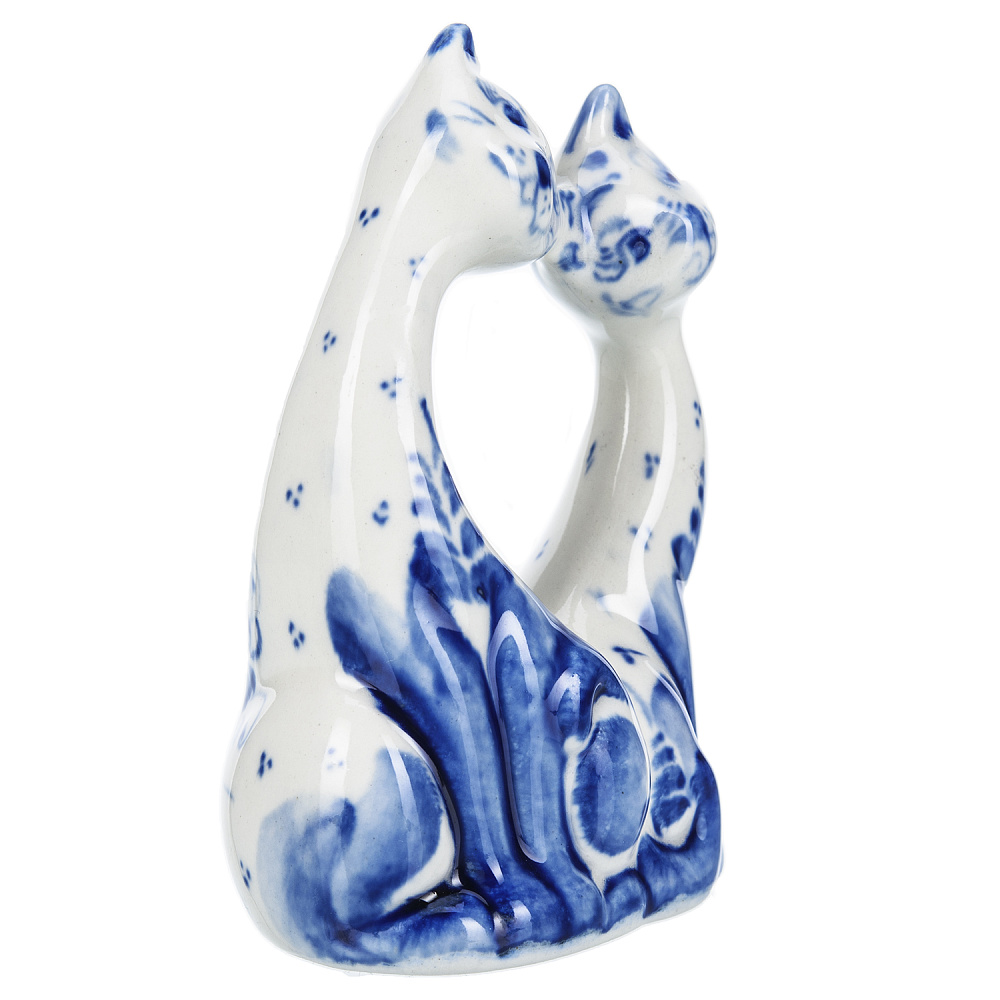 Статуэтка «Коты - парочка». Гжель - интернет магазин Русь Велика я фото 1