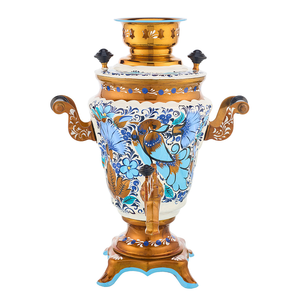 Самовар электрический 1,5 л с сервизом «Васильки». Хохлома - интернет магазин Русь Велика я фото 2