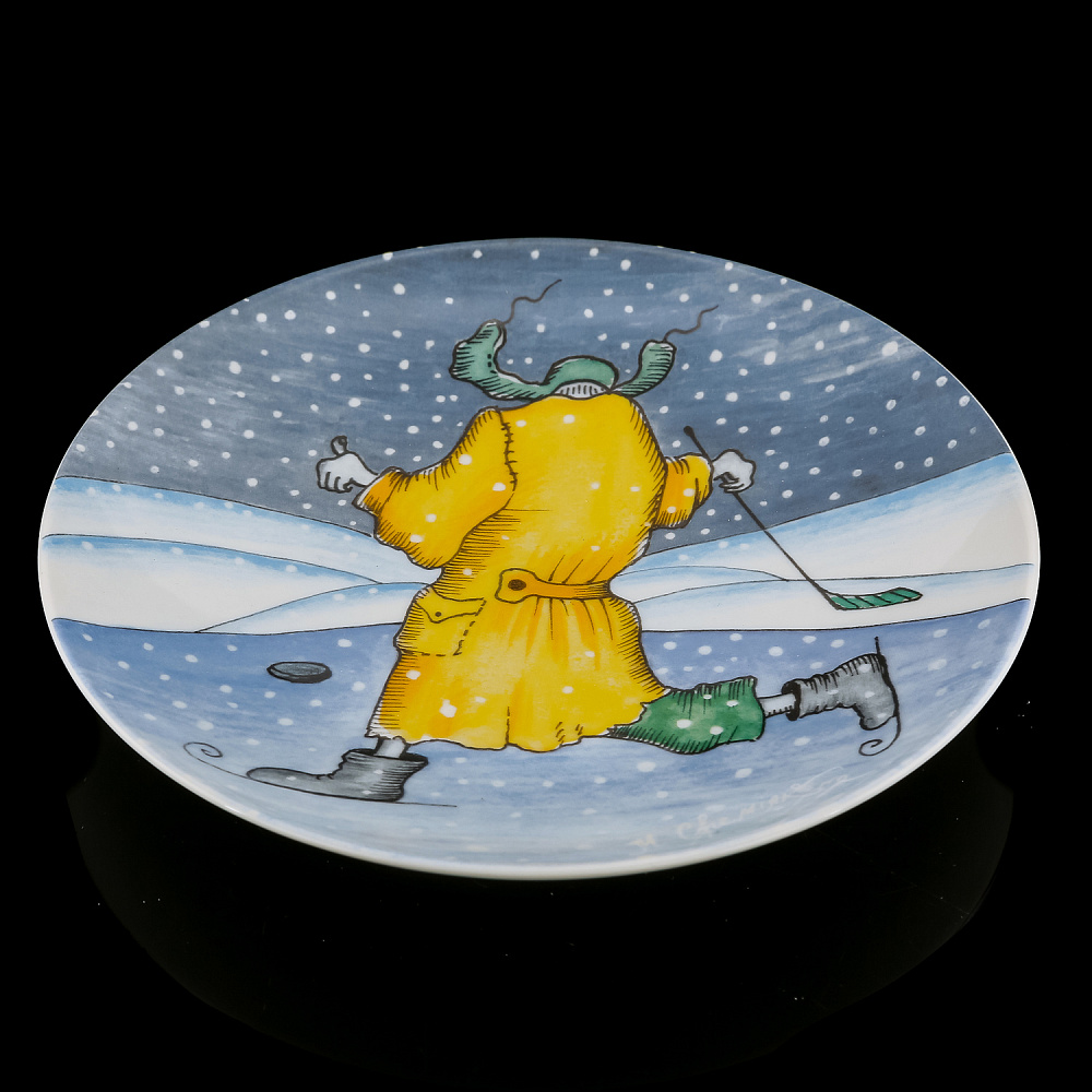 Декоративная тарелка «Зима. Хоккей». Форма Эллипс. ИФЗ - интернет магазин Русь Велика я фото 1