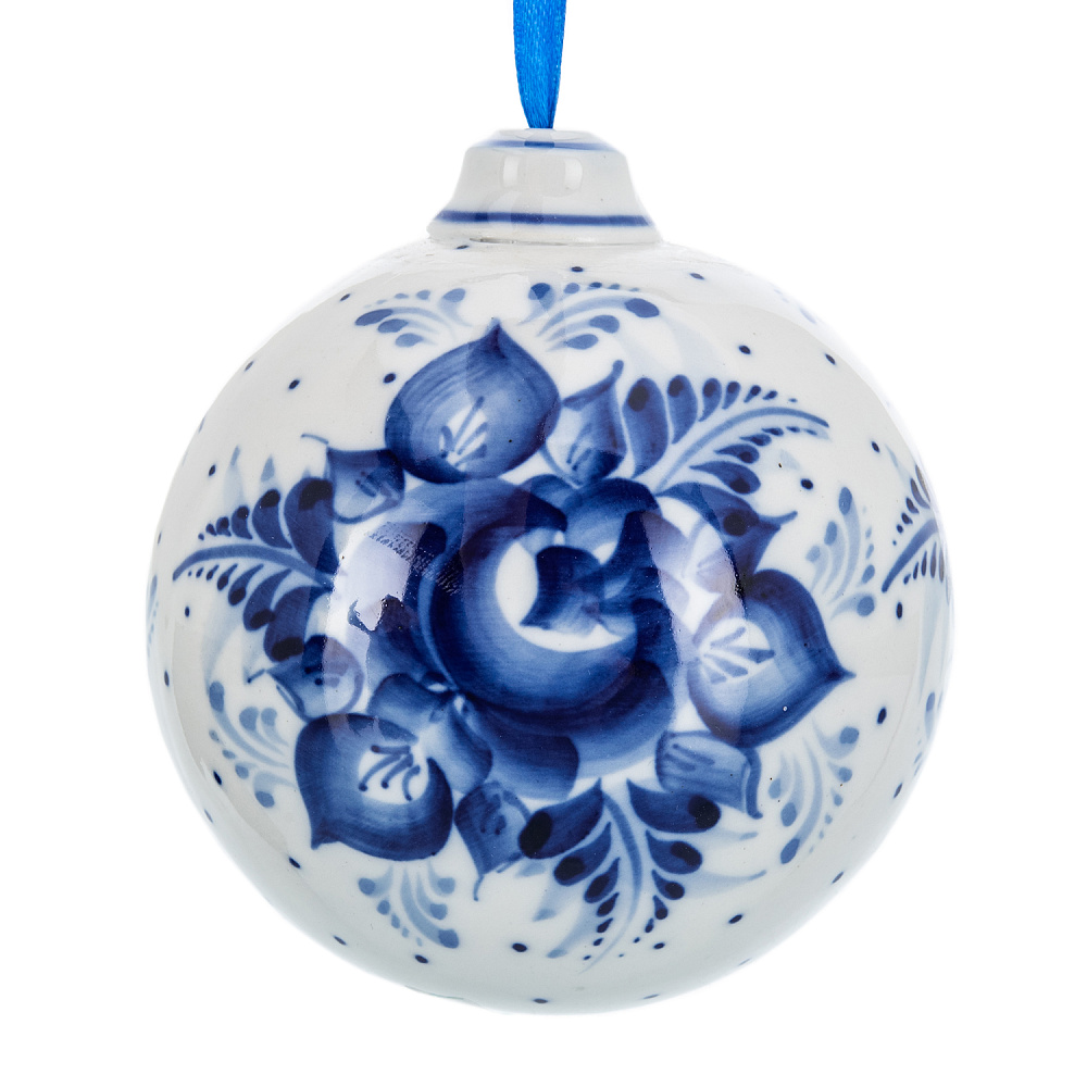 Новогодний елочный шар. Гжель - интернет магазин Русь Велика я 