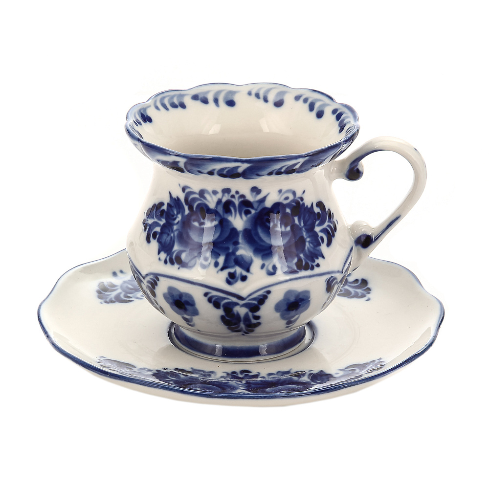 Чайный сервиз на 6 персон «Летняя фантазия». Гжель - интернет магазин Русь Велика я фото 11