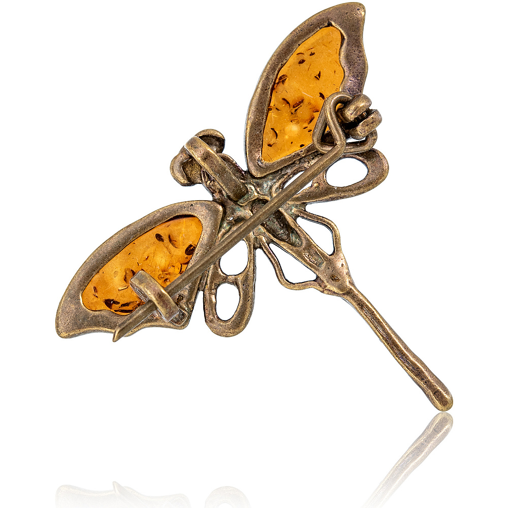 Брошь с янтарной вставкой «Стрекоза» - интернет магазин Русь Велика я фото 1