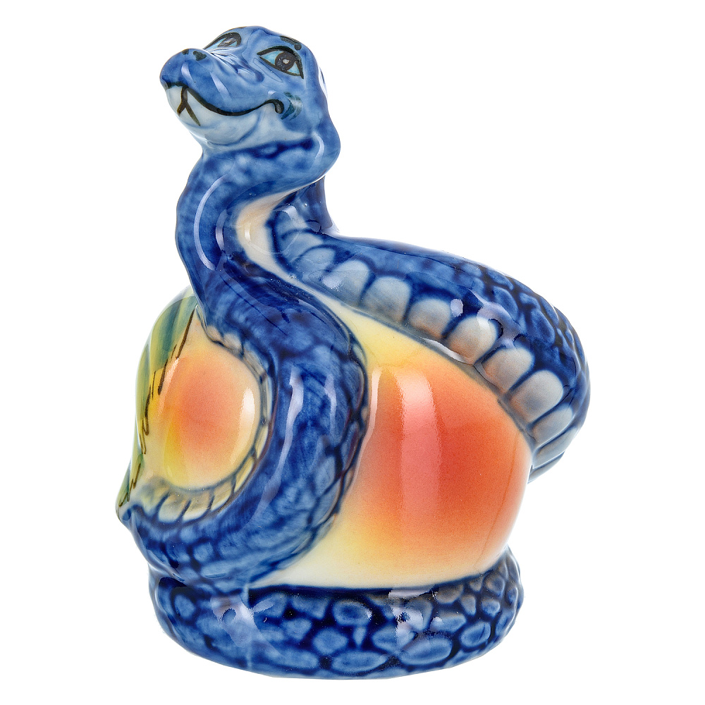 Змея Символ года 2025. Скульптура «Змей-искуситель» . Гжель в цвете - интернет магазин Русь Велика я 