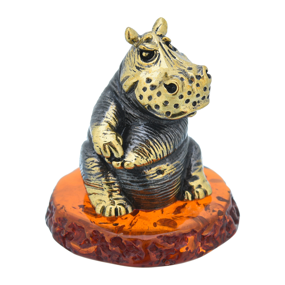 Статуэтка с янтарем «Бегемотик Няша» - интернет магазин Русь Велика я фото 1