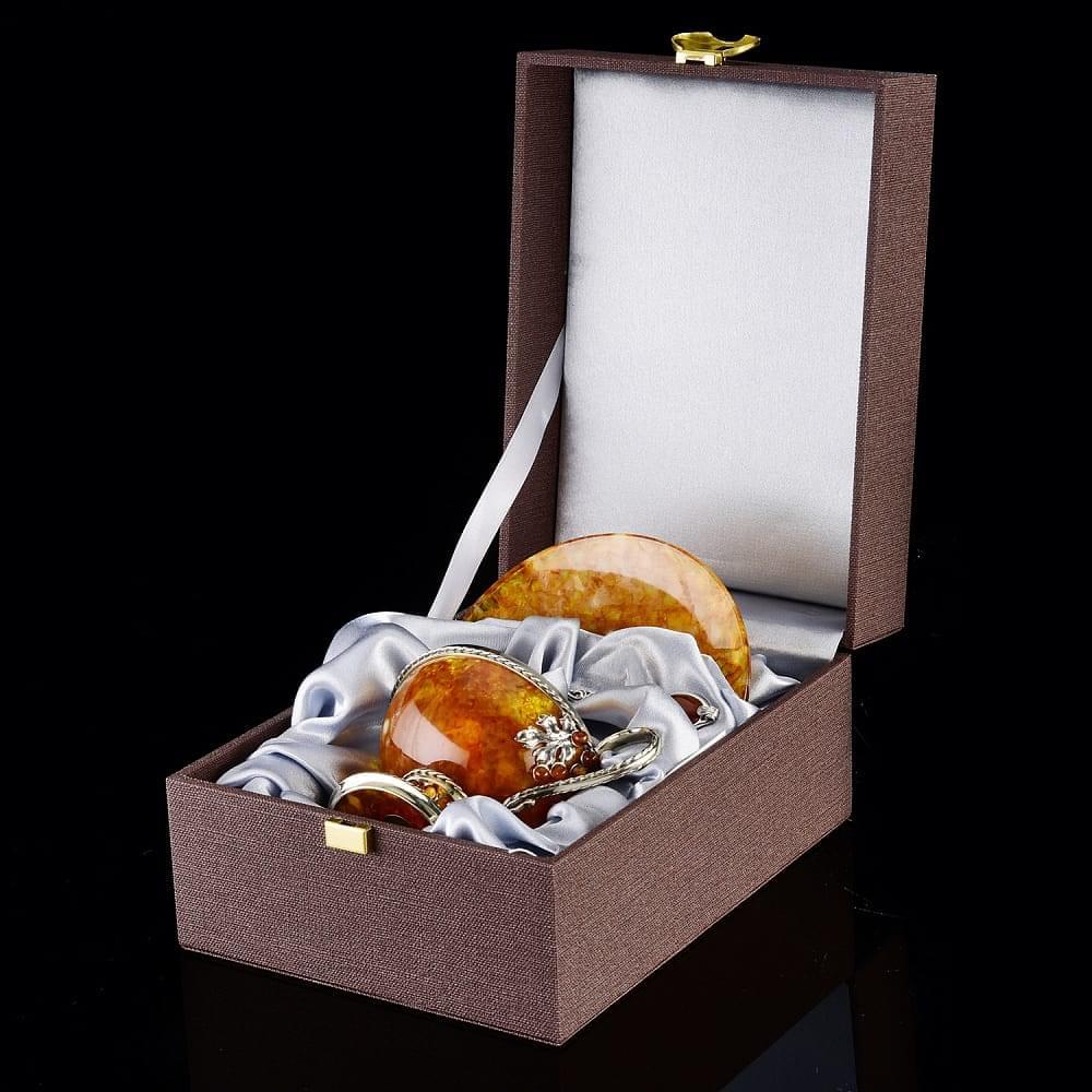 Чайная пара из янтаря «Виноград». Ювелирная бронза - интернет магазин Русь Велика я фото 5