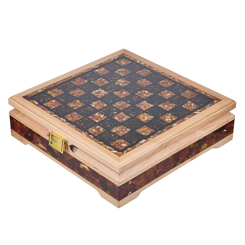 Шахматы с инкрустацией и фигурами из янтаря 28х28 см - интернет магазин Русь Велика я фото 13