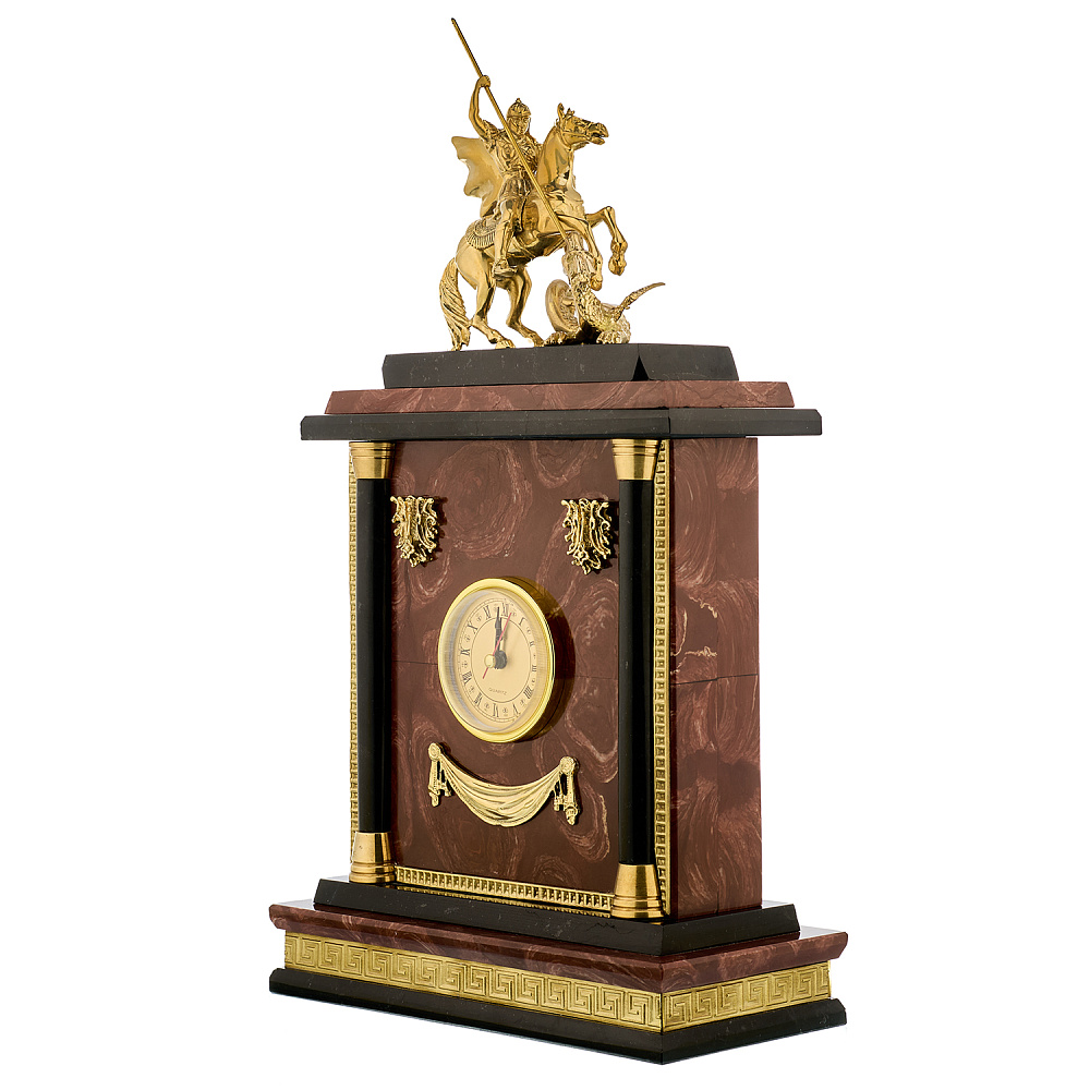 Часы настольные из камня «Георгий Победоносец». Златоуст - интернет магазин Русь Велика я фото 1