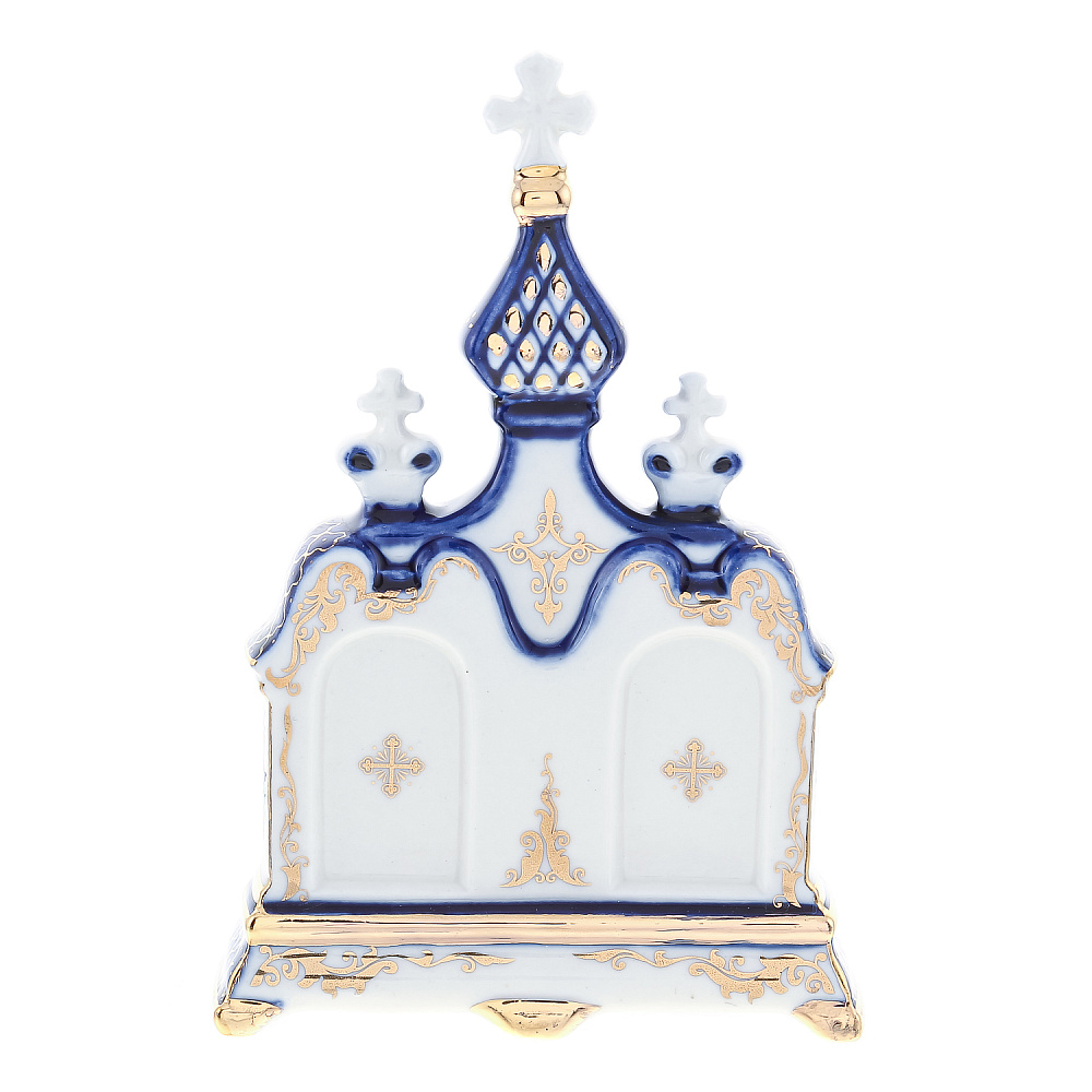 Киот настольный «Богородица и Иисус Христос». Гжель 14х9,5 см - интернет магазин Русь Велика я фото 2