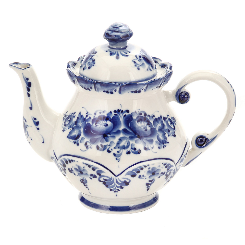 Чайный сервиз на 6 персон «Летняя фантазия». Гжель - интернет магазин Русь Велика я фото 1