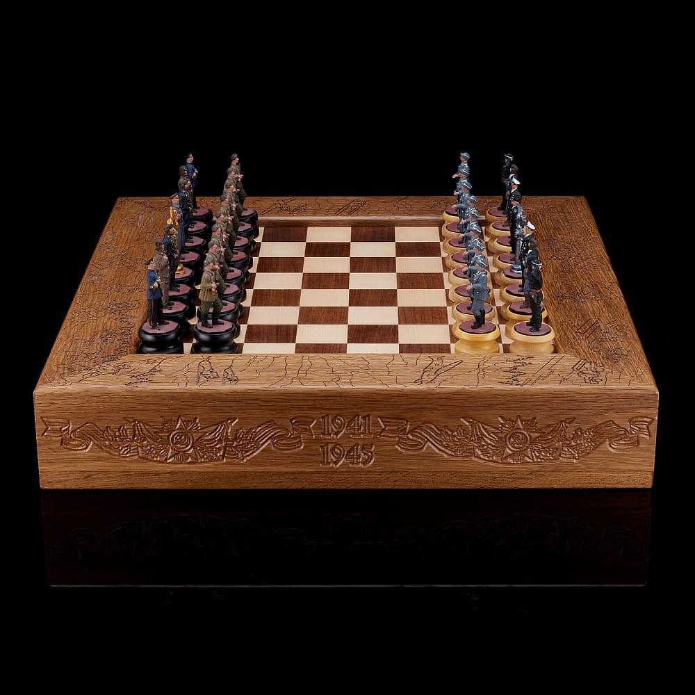 Шахматы деревянные из морёного дуба «Великая Отечественная война» 47х47 см - интернет магазин Русь Велика я фото 3