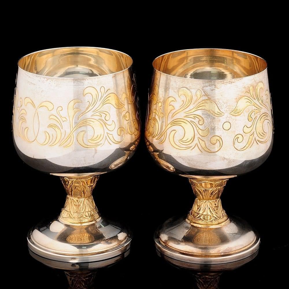 Набор рюмок из серебра 925° «Узоры» - интернет магазин Русь Велика я 