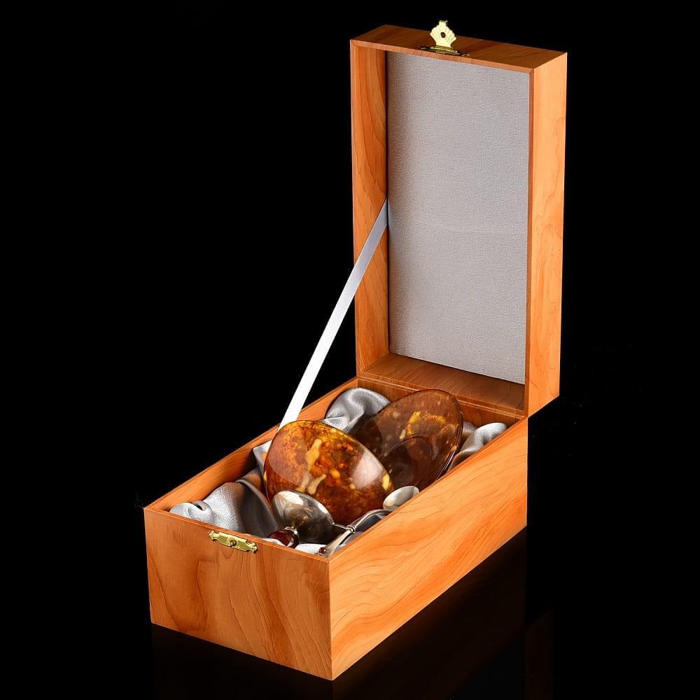 Деликатесный набор из янтаря «Шар». Серебро 875 * - интернет магазин Русь Велика я фото 7