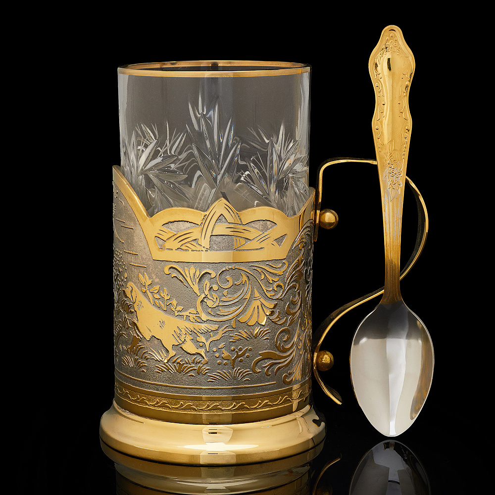 Подстаканник «Охота». Златоуст - интернет магазин Русь Велика я фото 1