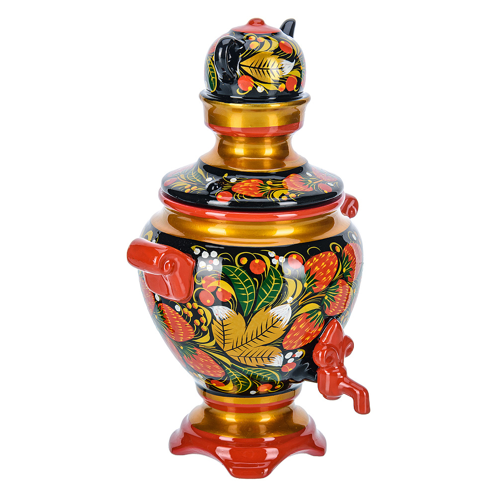 Сувенирный самовар-шкатулка «Клубника». Хохлома - интернет магазин Русь Велика я фото 3