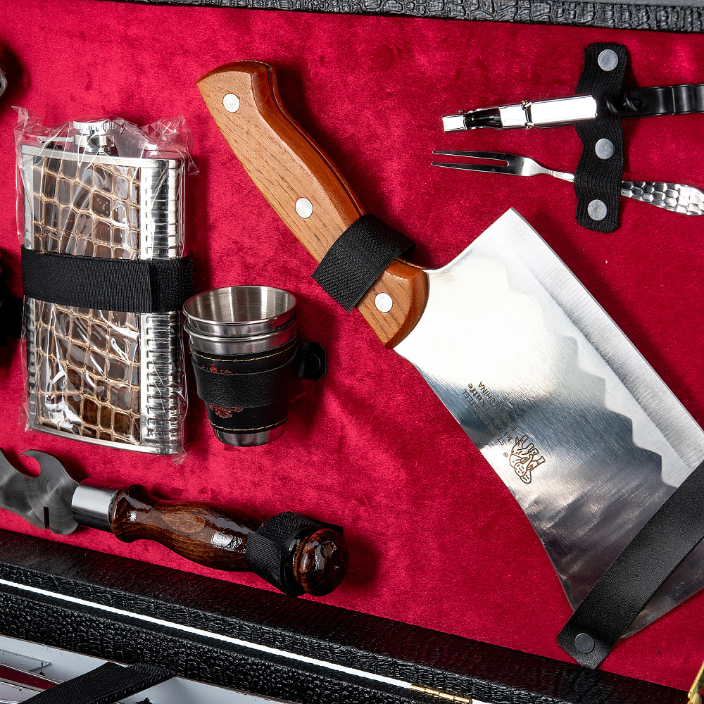 Шашлычный набор для пикника в кожаном футляре - интернет магазин Русь Велика я фото 3