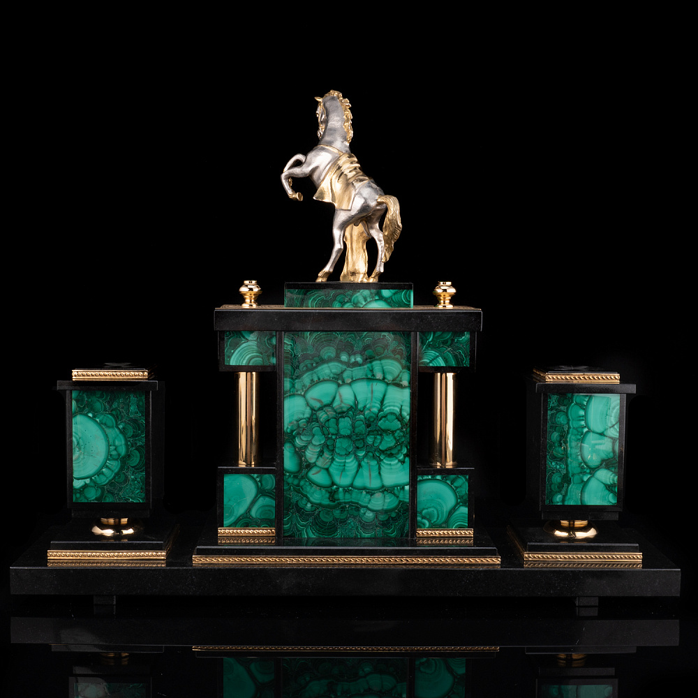 Настольный письменный набор из малахита «Конь». Златоуст - интернет магазин Русь Велика я фото 2