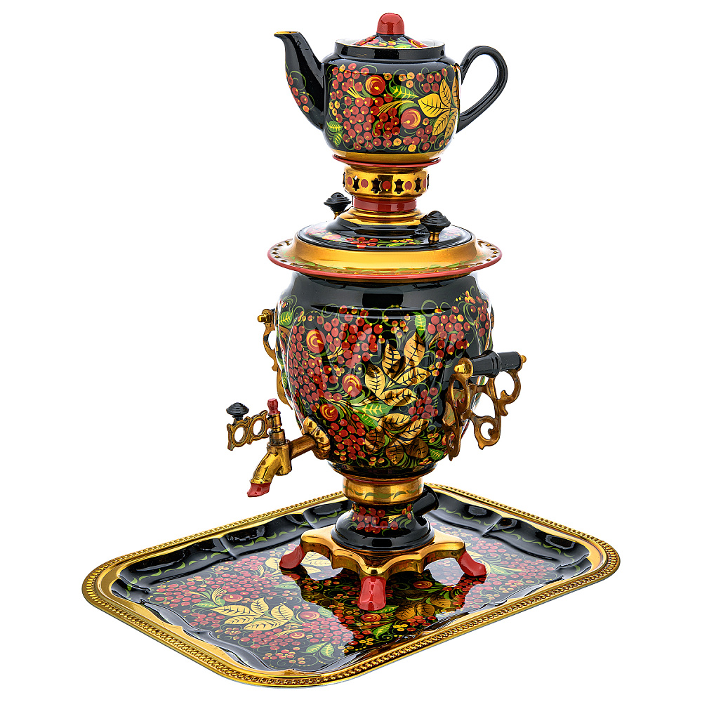 Самовар электрический 3 л «Рябина». Хохлома - интернет магазин Русь Велика я фото 1