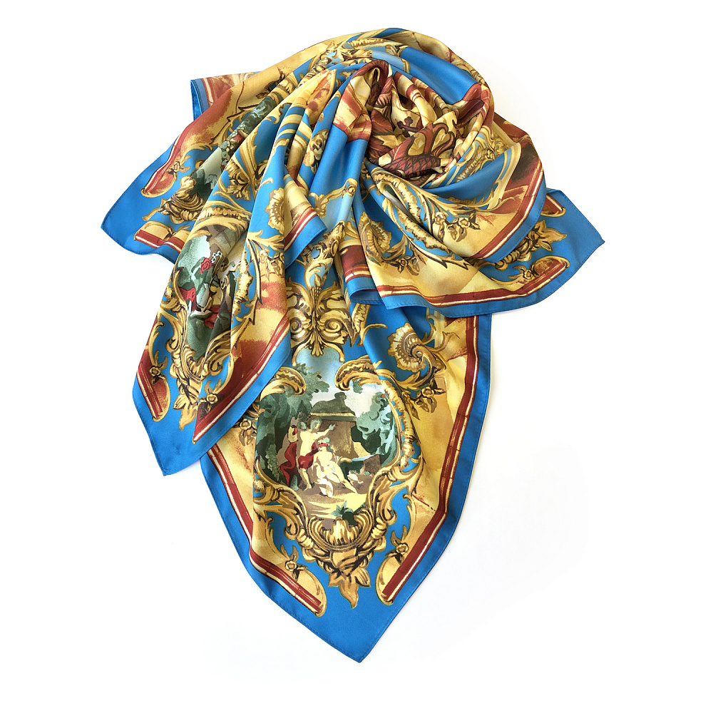 Платок шелковый «Янтарная комната» 90х90 см - интернет магазин Русь Велика я фото 1