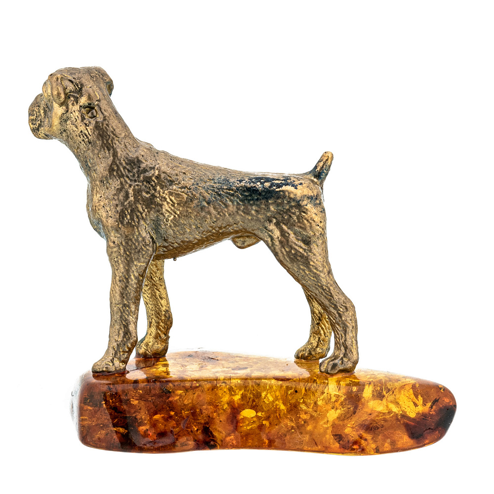 Статуэтка с янтарем «Собака боксер» - интернет магазин Русь Велика я фото 3