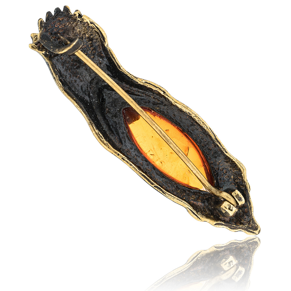 Брошь с янтарем «Каракатица» - интернет магазин Русь Велика я фото 1