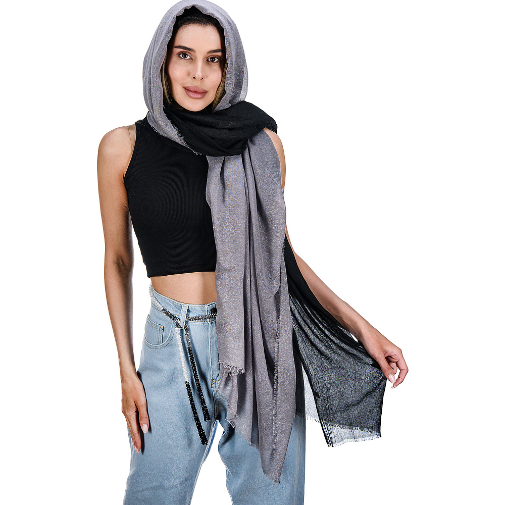 Набор парных палантинов с бусами-жгутом «Дуэт». Серебристо-черный - интернет магазин Русь Велика я фото 1