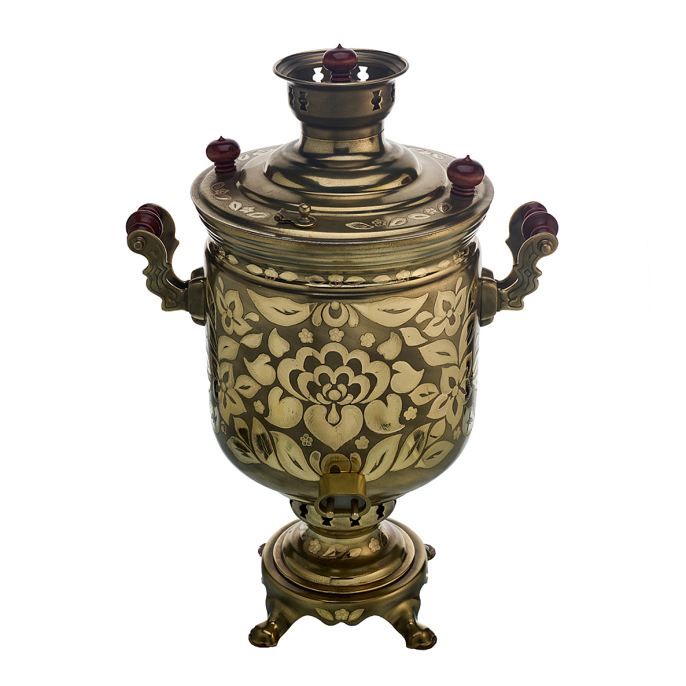 Самовар комбинированный 7 л с гравировкой «Цветочек» - интернет магазин Русь Велика я фото 5