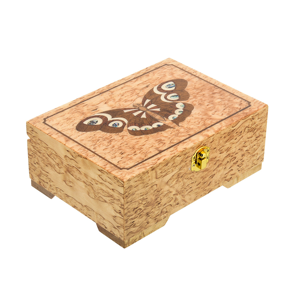 Шкатулка из карельской березы «Бабочка» - интернет магазин Русь Велика я фото 1