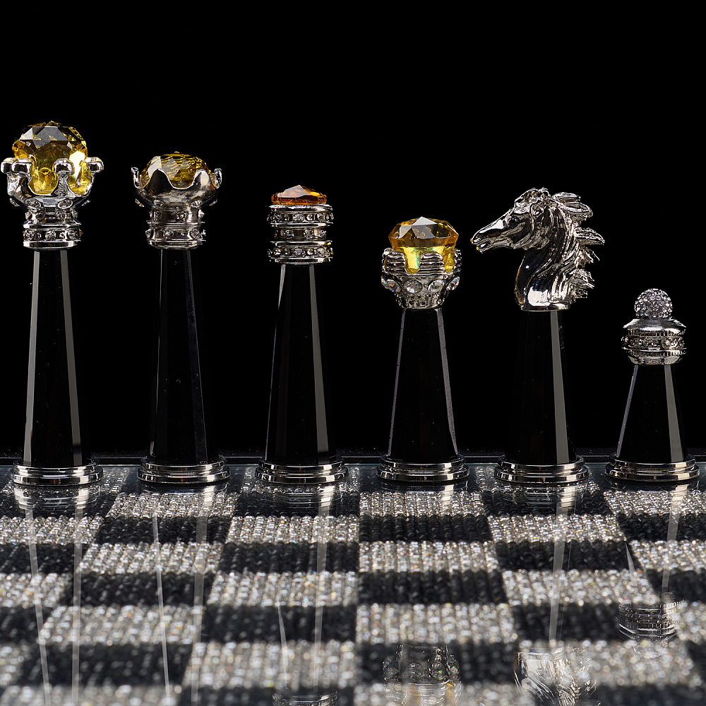 Шахматы со стразами и хрустальными фигурами 29х29 см Asfour Crystal - интернет магазин Русь Велика я фото 3